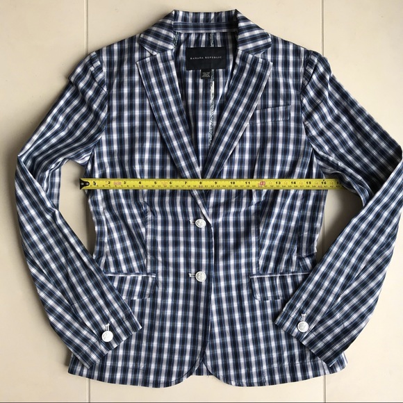 NEW Banana Republic Poplin Plaid Blazer - Picture 8 of 11